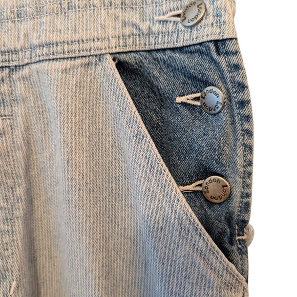 Vintage London London Womens Sz S Denim Two Tone Pinstriped One Piece Overalls - Picture 5 of 12